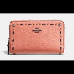 Coach Medium Zip Around Wallet w/ Prairie Rivets